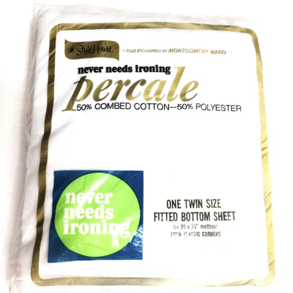 VTG Montgomery Ward Percale Twin Fitted Sheet Bottom Sheet NOS - Picture 2 of 8
